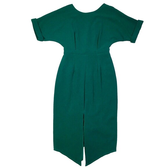 Asos Wiggle Midi Dress Womens 4 Forest Green Dolman Sleeve Front Slit V Cut Back - Picture 1 of 13